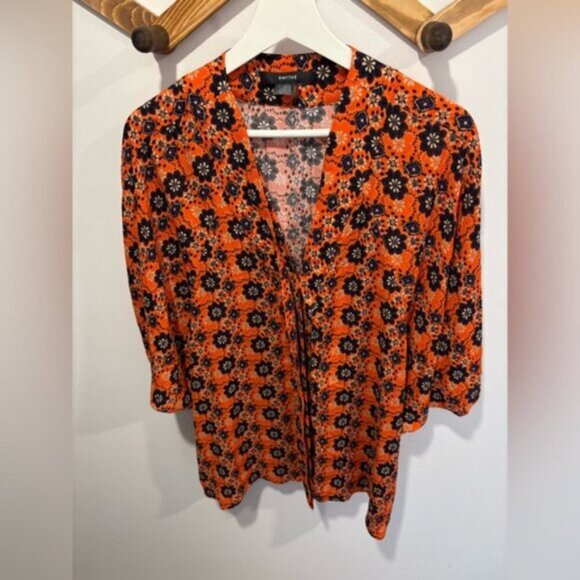 🌟 SMYTHE - TIE FRONT BLOUSE - Size Large - Oversized - Picture 2 of 9